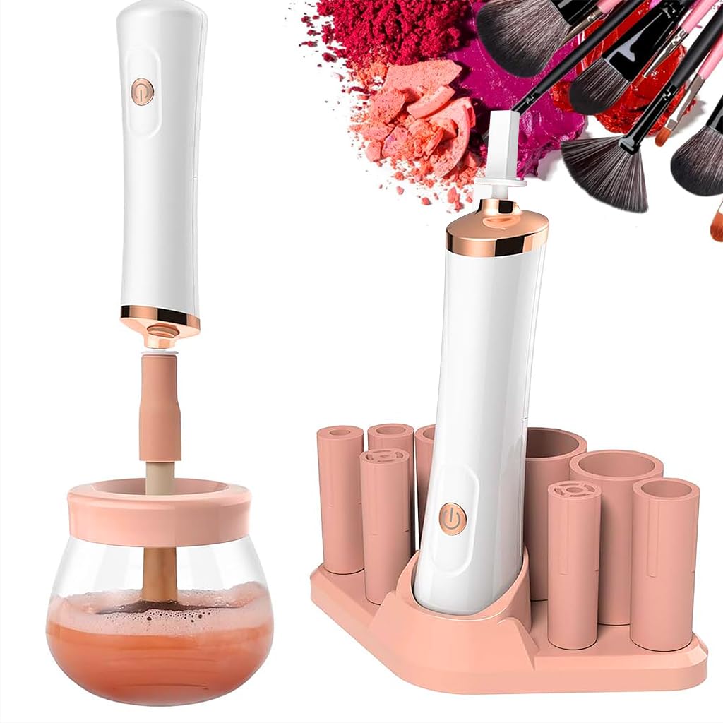 MAYCREATE 2-in-1 Upgraded Makeup Brush Cleaner and Dryer Machine, Electric Cosmetic Automatic Brush Spinner with 8 Size Rubber Collars, Wash and Dry in Seconds, Fit for All Size Brushes (Pink A) MAYCREATE 2-in-1 Upgraded Makeup Brush Cleaner and Dryer Machine, Electric Cosmetic Automatic Brush Spinner with 8 Size Rubber Collars, Wash and Dry in Seconds, Fit for All Size Brushes (Pink A)
